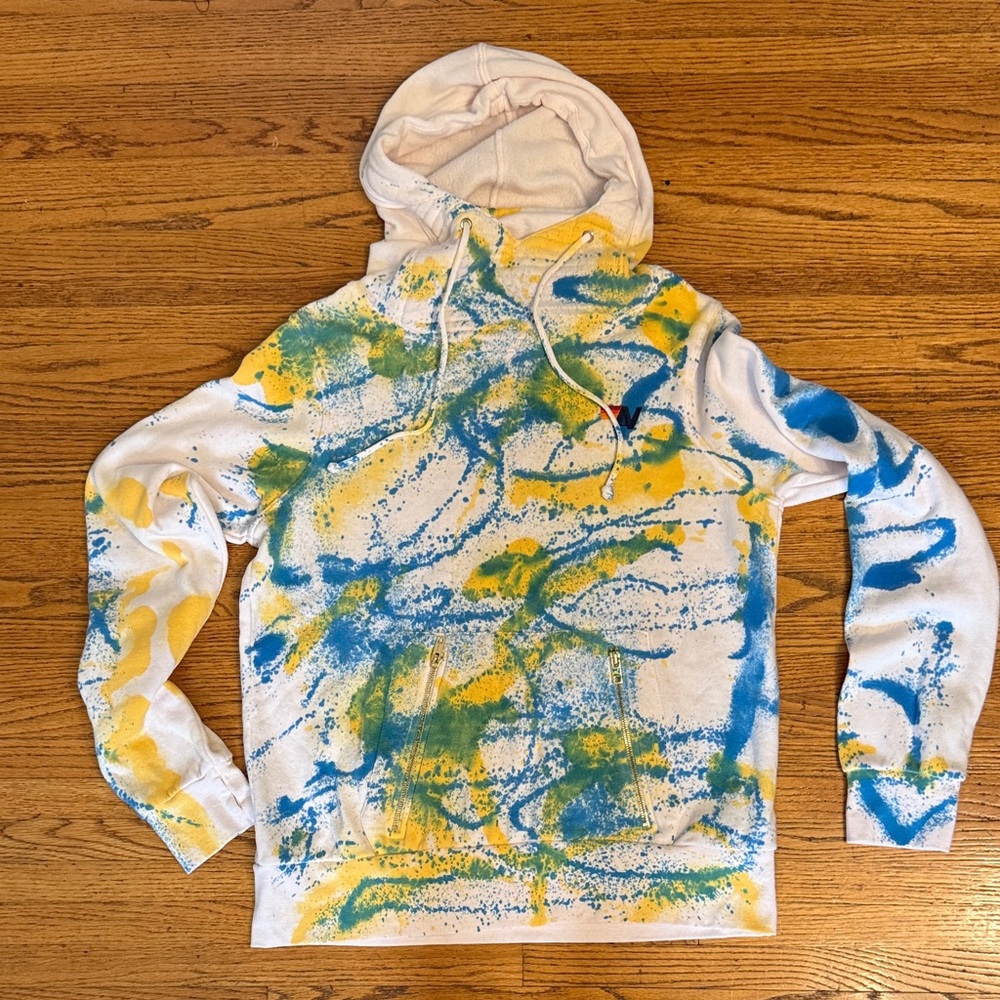 Aviator Nation One of a Kind Blue and Yellow Splatter Ninja Hoodie